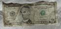 The actual five dollar bill I found. Dirty, huh?